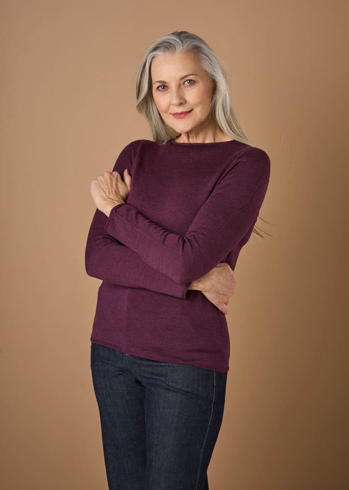 UIMI - ‘Phoebe’ Fine Jersey Crew Top - Pinot