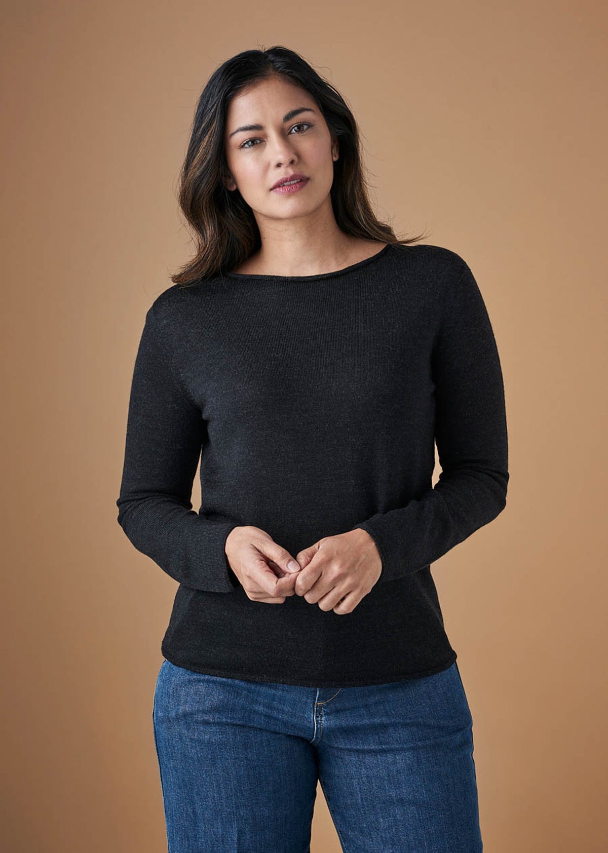 UIMI - ‘Phoebe’ Fine Jersey Crew Top - Black