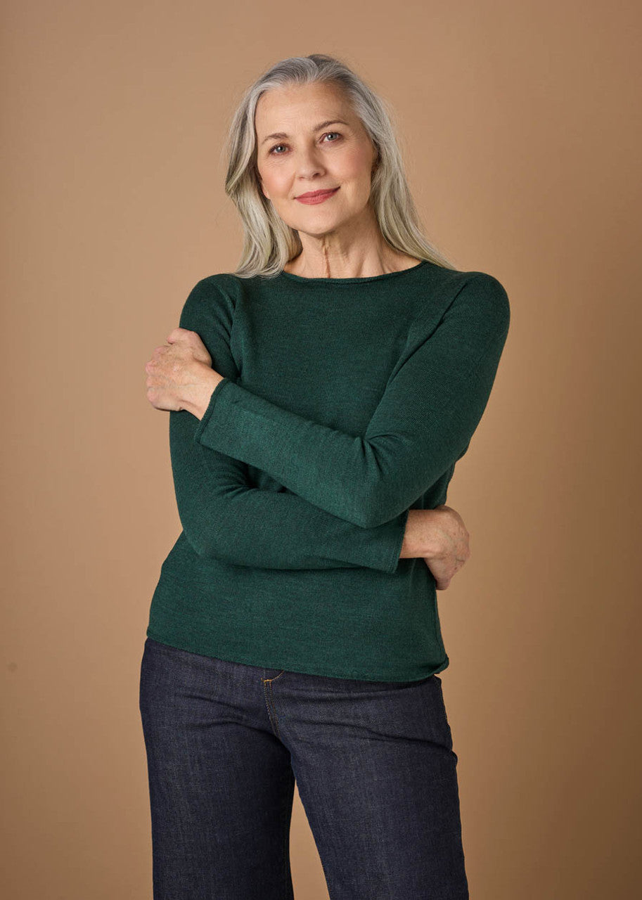 UIMI - ‘Phoebe’ Fine Jersey Crew Top - Hunter
