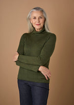 ‘Rollo’ Australian Merino Turtleneck Top - Moss
