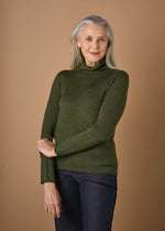 ‘Rollo’ Australian Merino Turtleneck Top - Moss