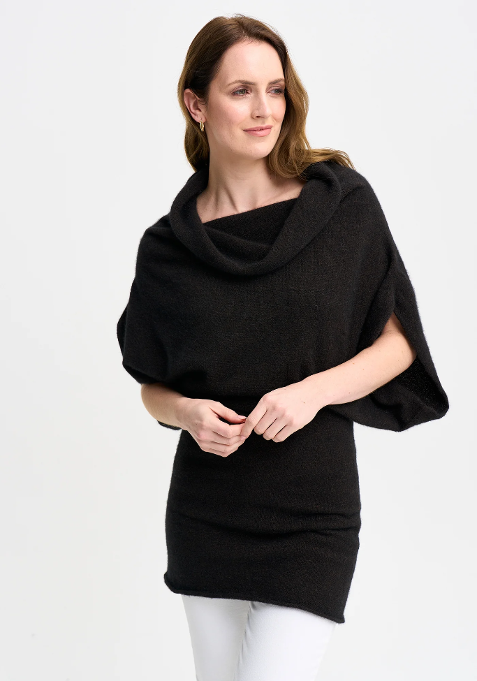 Merinomink - ‘Olivia’ New Zealand Possum Merino Cape - Chocolate - LAST ONE - Size S