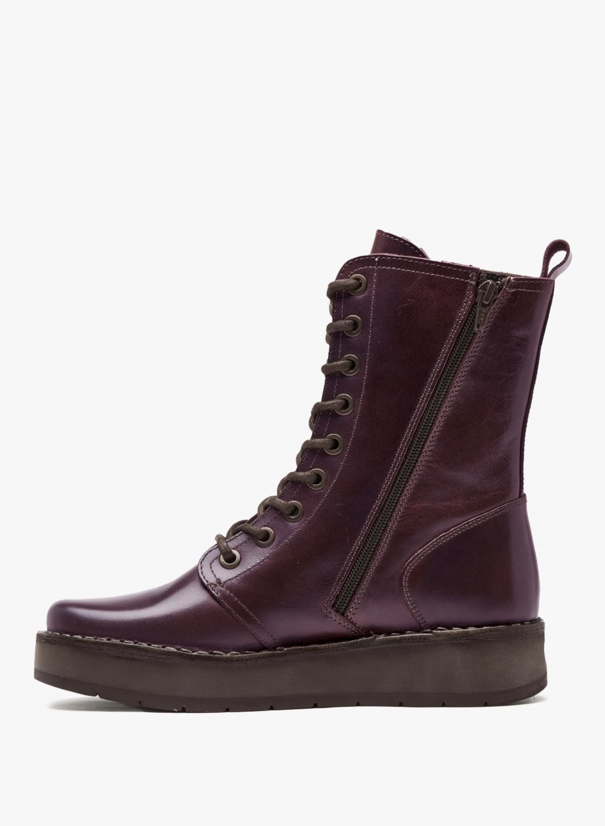 Fly London - Rami - Leather Lace Up Ankle Boots - Wine