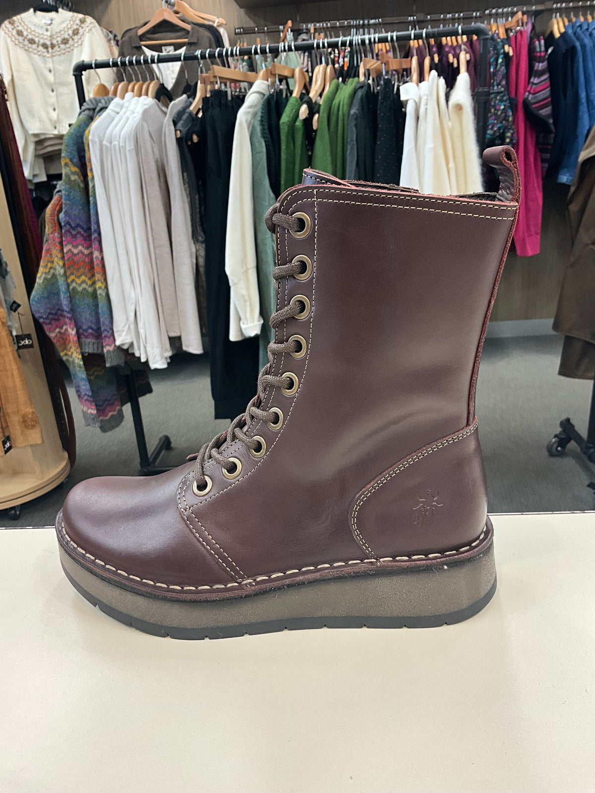 Fly London - Rami - Leather Lace Up Ankle Boots - Wine