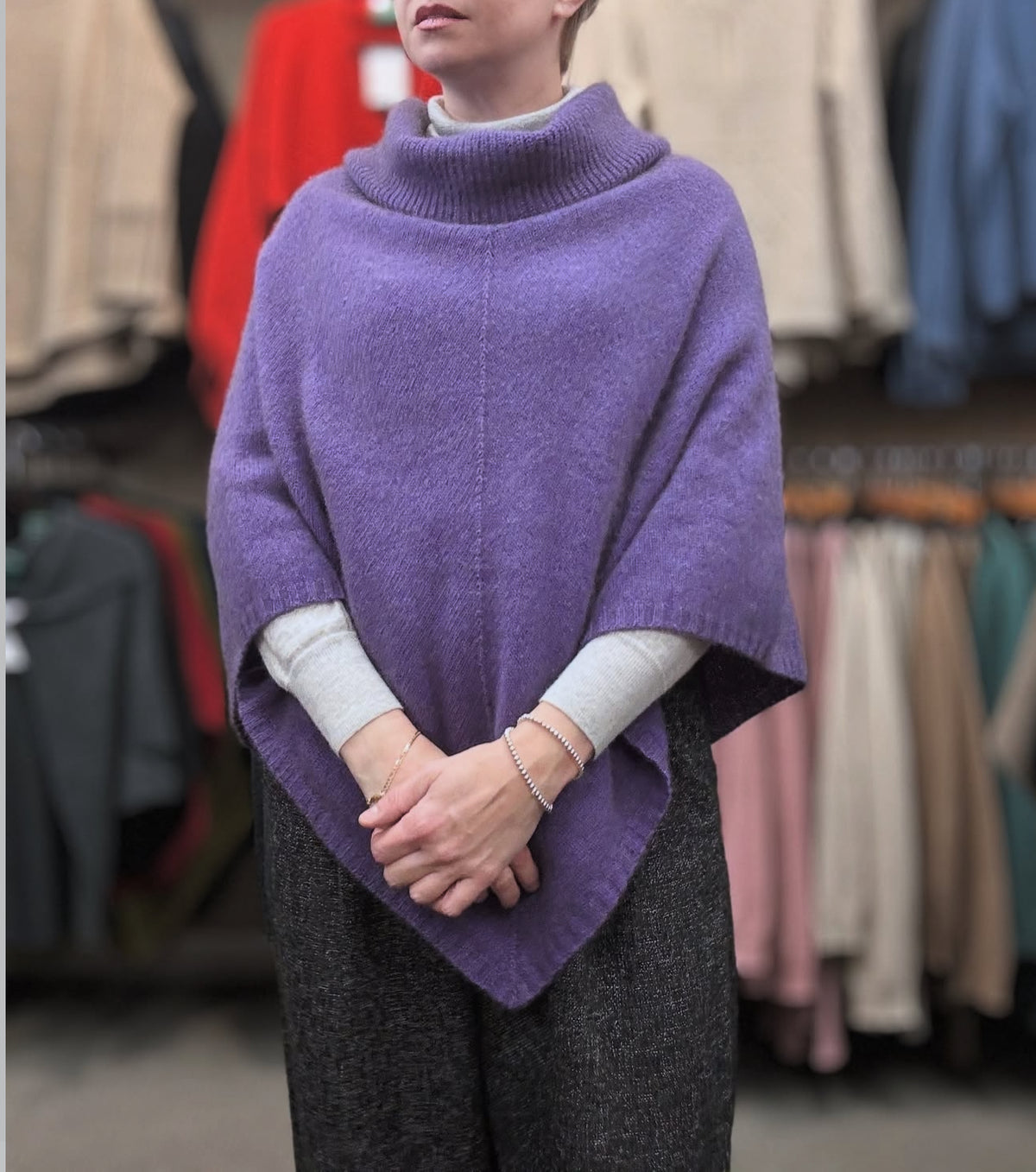 Lothlorian Zinity New Zealand Possum & Merino Cowl Neck Poncho - Various Colours