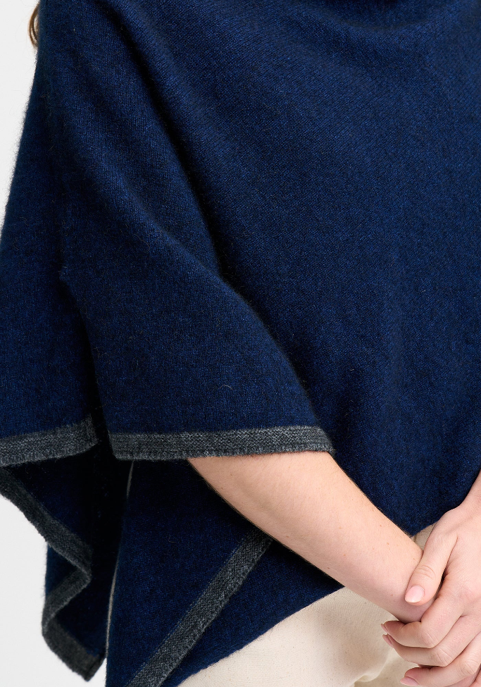 Merinomink - ‘Two Tone’ New Zealand Possum Merino Silk Poncho - Various Colours