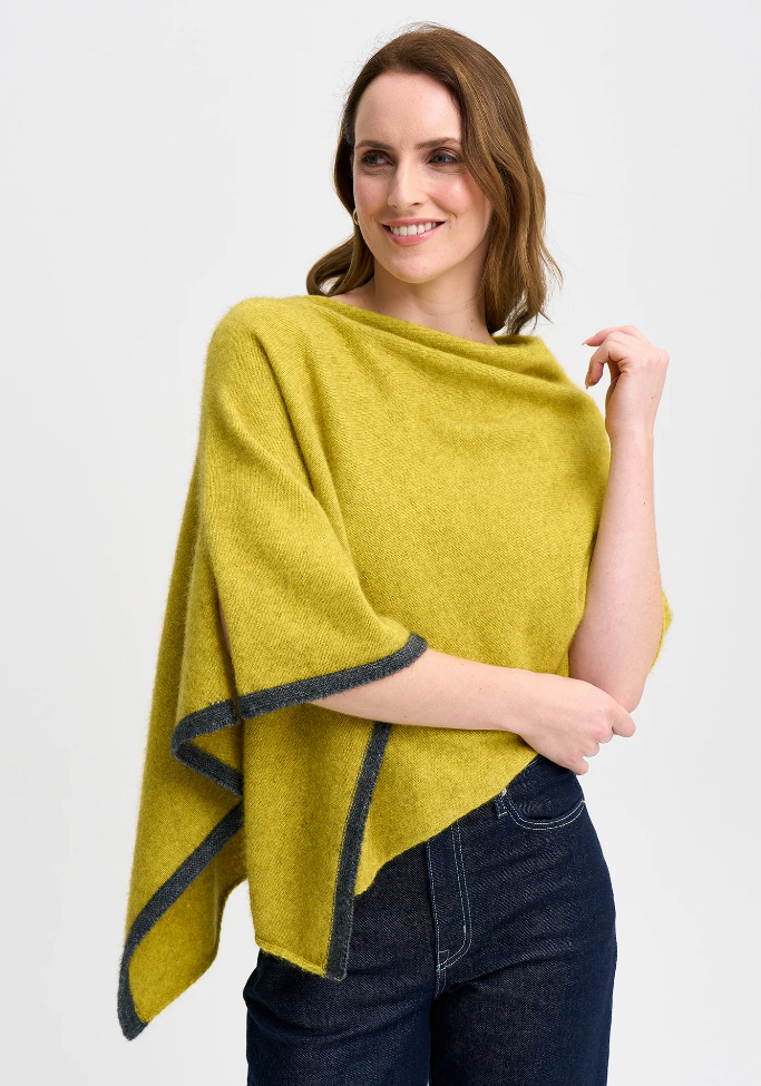 ‘Two Tone’ New Zealand Possum Merino Silk Poncho - Various Colours