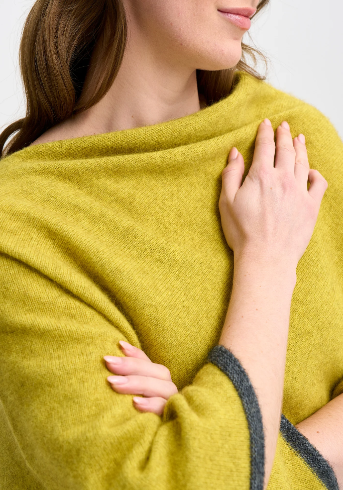 Merinomink - ‘Two Tone’ New Zealand Possum Merino Silk Poncho - Various Colours