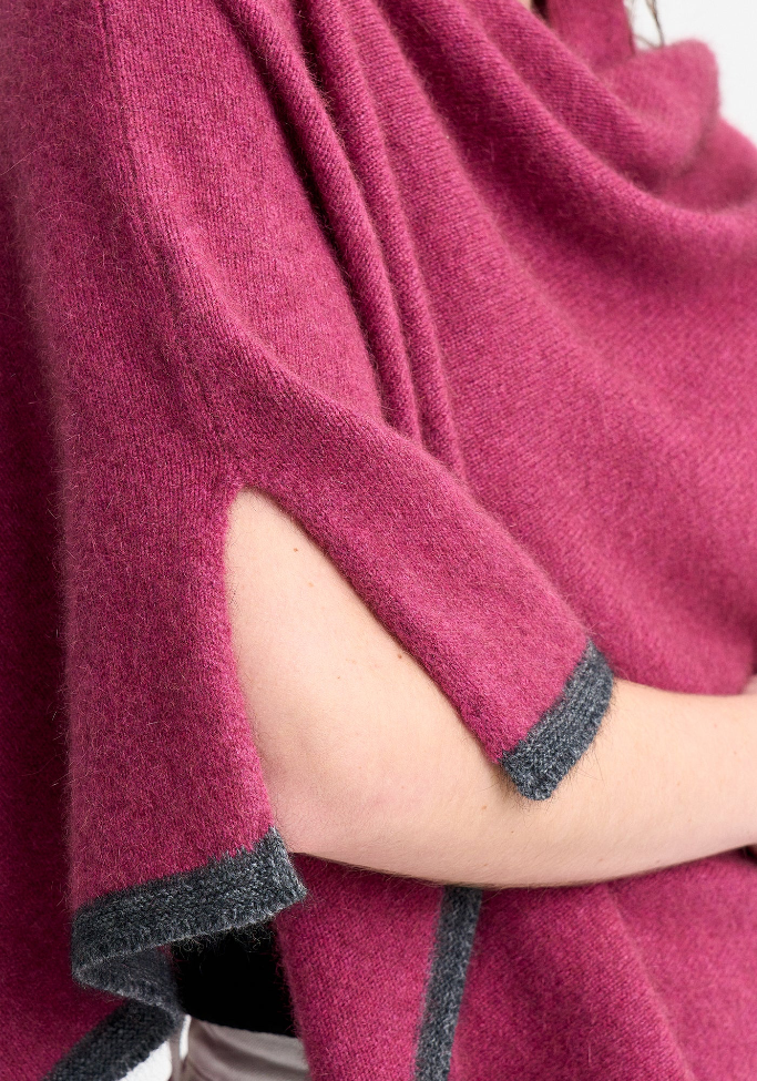 ‘Two Tone’ New Zealand Possum Merino Silk Poncho - Various Colours