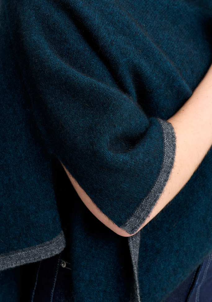 ‘Two Tone’ New Zealand Possum Merino Silk Poncho - Various Colours