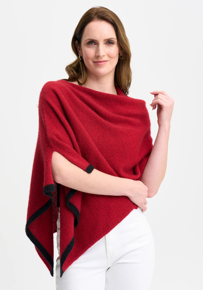‘Two Tone’ New Zealand Possum Merino Silk Poncho - Various Colours