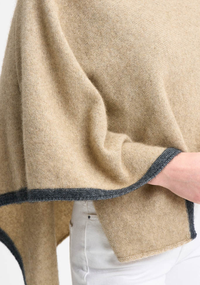 Merinomink - ‘Two Tone’ New Zealand Possum Merino Silk Poncho - Various Colours