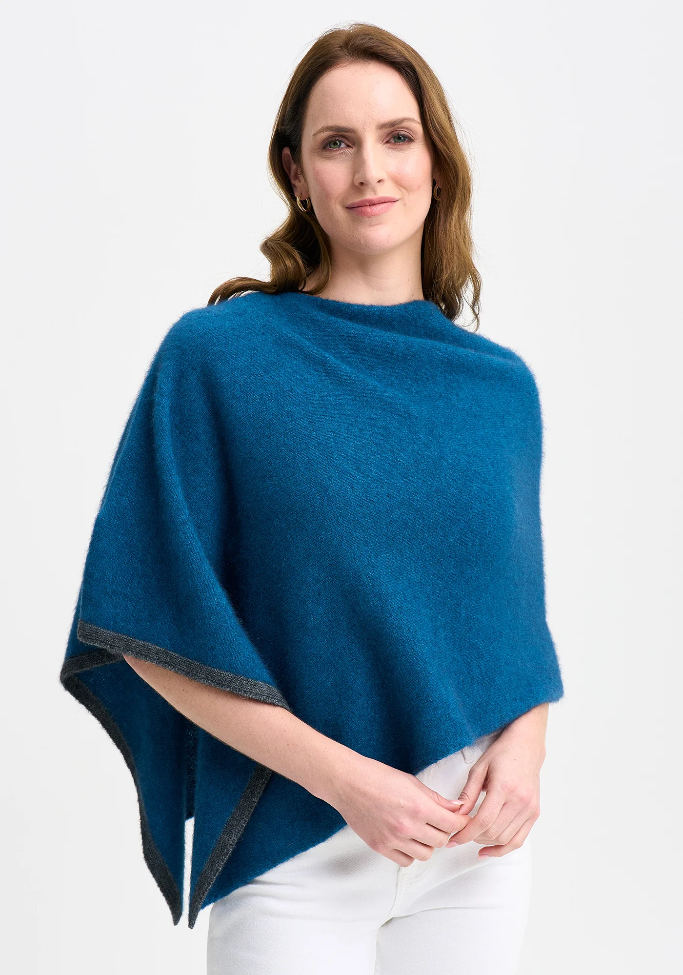 Merinomink - ‘Two Tone’ New Zealand Possum Merino Silk Poncho - Various Colours
