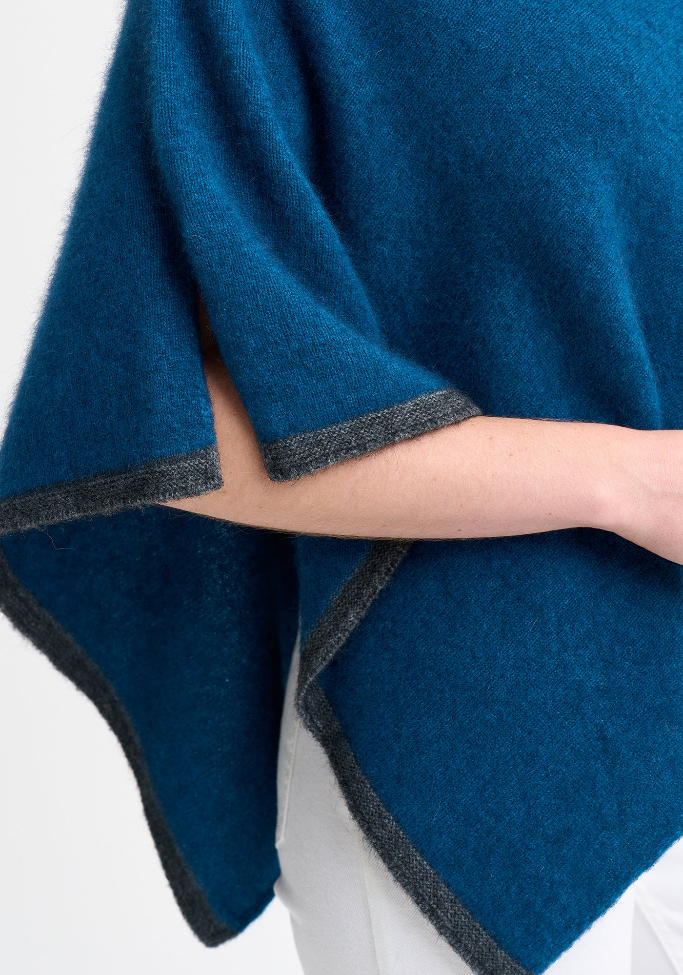 Merinomink - ‘Two Tone’ New Zealand Possum Merino Silk Poncho - Various Colours