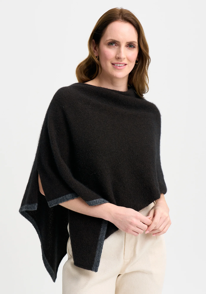 Merinomink - ‘Two Tone’ New Zealand Possum Merino Silk Poncho - Various Colours