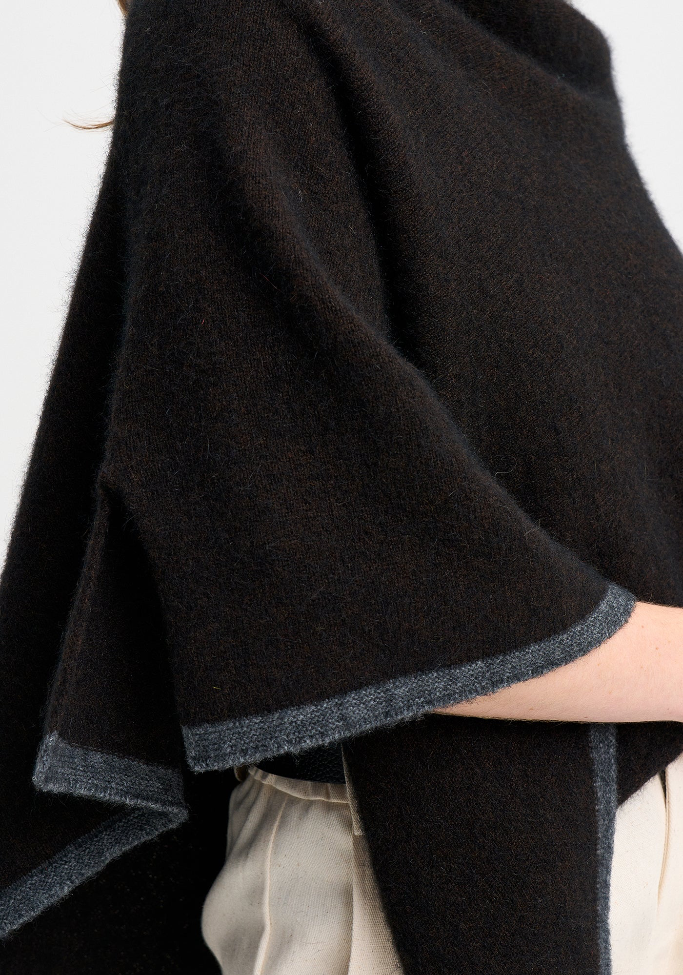 Merinomink - ‘Two Tone’ New Zealand Possum Merino Silk Poncho - Various Colours