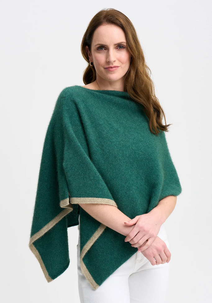 Merinomink - ‘Two Tone’ New Zealand Possum Merino Silk Poncho - Various Colours