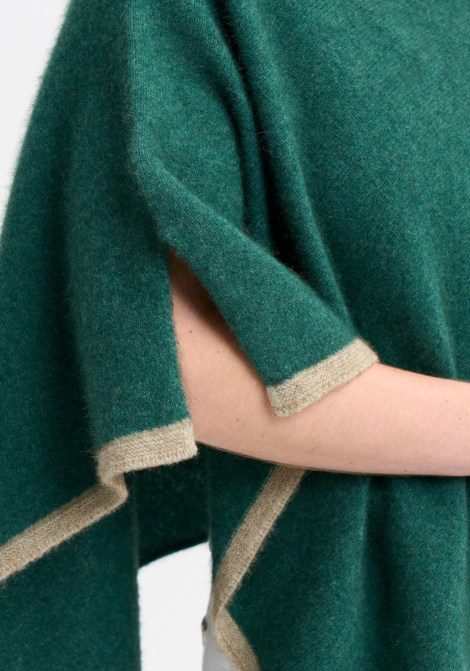 Merinomink - ‘Two Tone’ New Zealand Possum Merino Silk Poncho - Various Colours