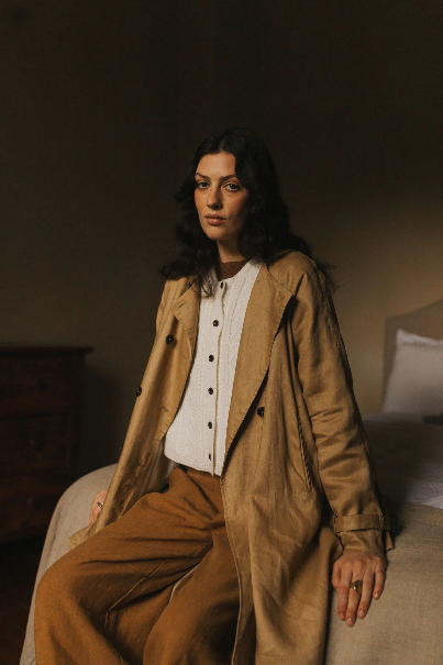 Montaigne - Berg - French Linen Collarless Peacoat