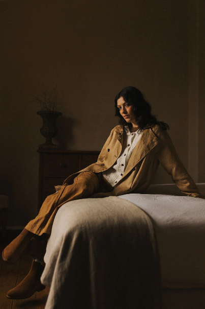 Montaigne - Berg - French Linen Collarless Peacoat