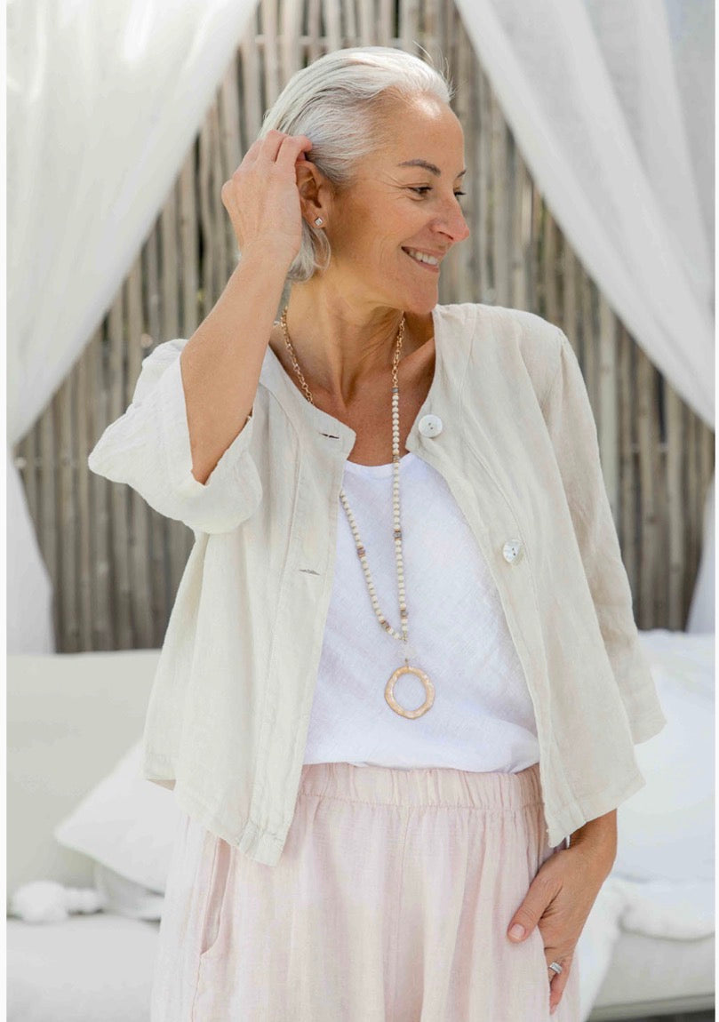 The Italian Cartel - Treviso – Italian Linen Button Front Layering Top/ Jacket