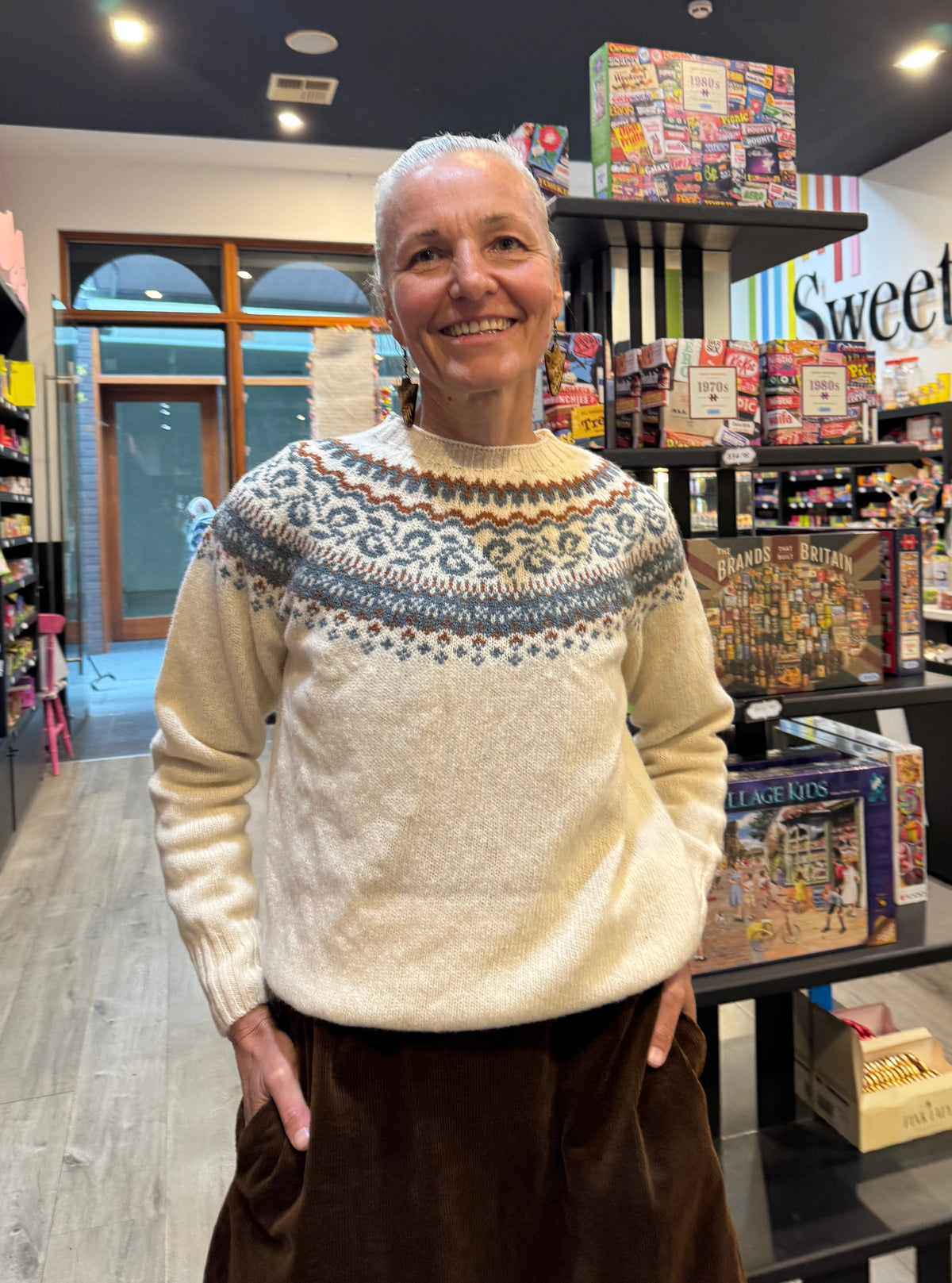 Harley of Scotland - Pretty Fairisle Jumper - Vanilla