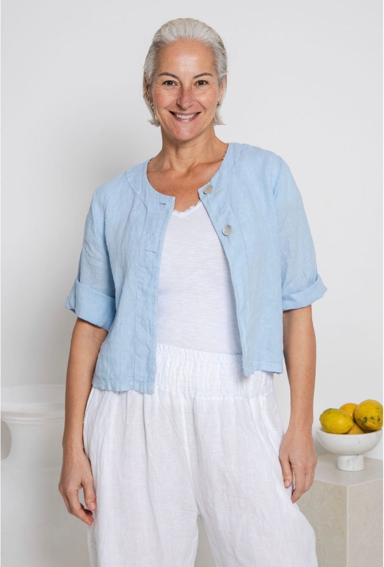 The Italian Cartel - Treviso – Italian Linen Button Front Layering Top/ Jacket