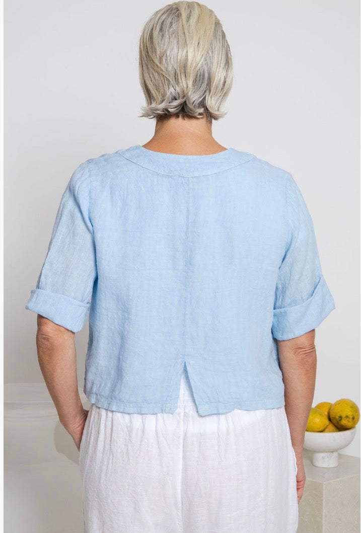 The Italian Cartel - Treviso – Italian Linen Button Front Layering Top/ Jacket