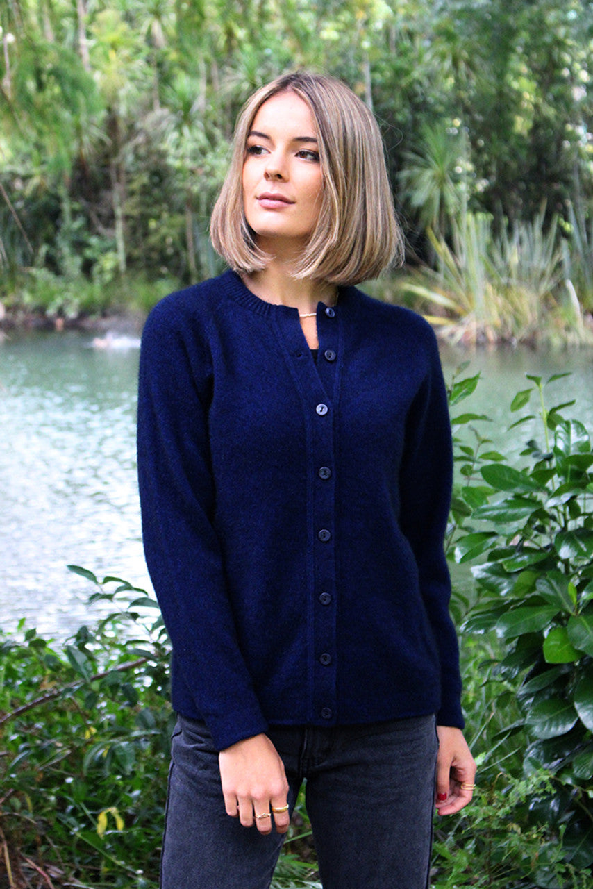 Lothlorian - Possum Merino Plain Button Cardigan - Orchid
