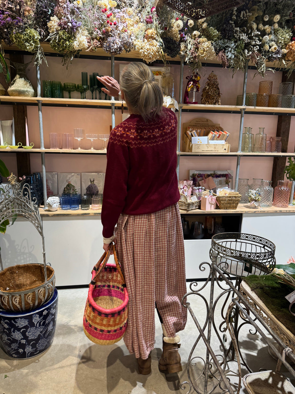 Harley Of Scotland - Fairisle Cardigan - Claret