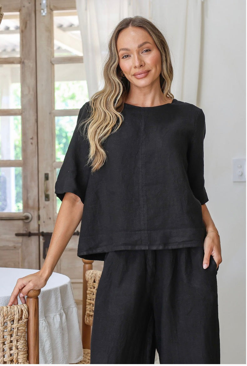 Free Angel - Rotondo – Relaxed Linen Short Sleeve Everyday Top