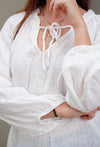 ‘Sussana’ Linen Top Long Sleeve - White