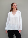 ‘Sussana’ Linen Top Long Sleeve - White