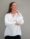 ‘Sussana’ Linen Top Long Sleeve - White