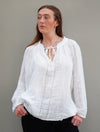 ‘Sussana’ Linen Top Long Sleeve - White