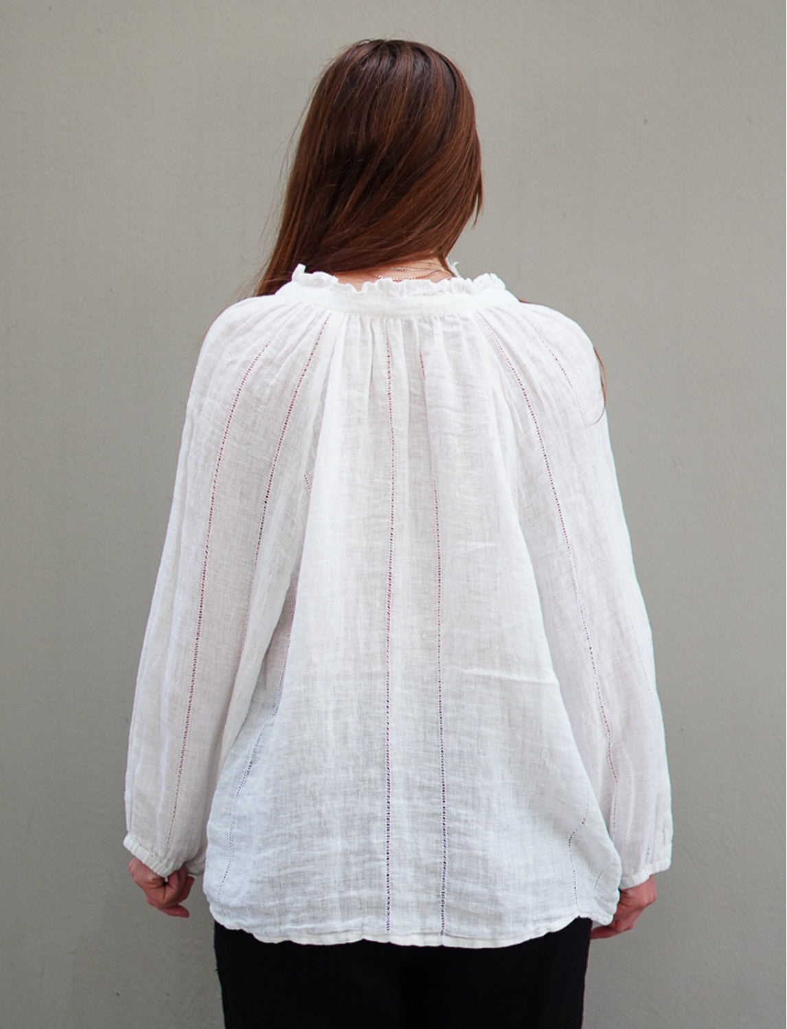 Rustic - ‘Sussana’ Linen Top Long Sleeve - White