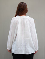 ‘Sussana’ Linen Top Long Sleeve - White