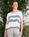 ‘Carina’ Linen Box Top - Black Stripey