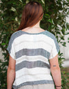‘Carina’ Linen Box Top - Black Stripey