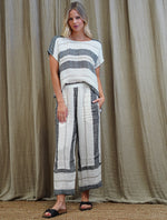 ‘Carina’ Linen Box Top - Black Stripey