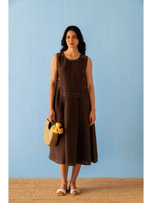 European Linen ‘Cherie’ Dress - Brown Bean