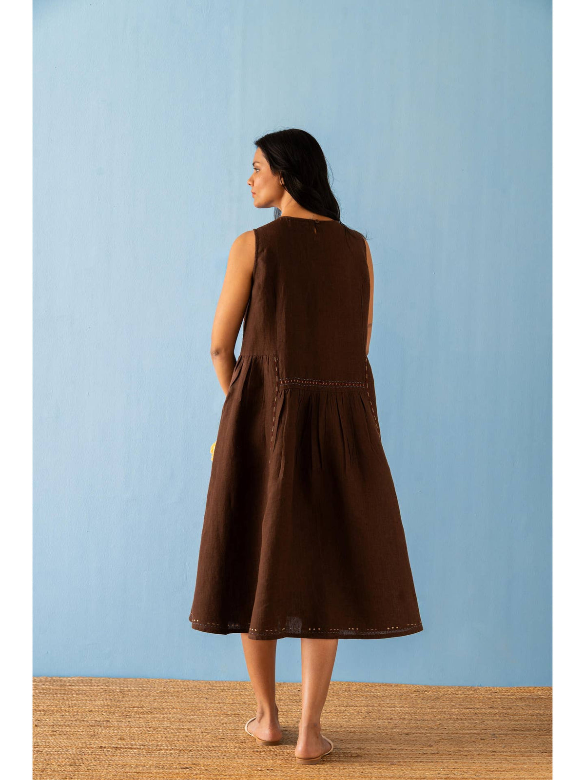 European Linen ‘Cherie’ Dress - Brown Bean