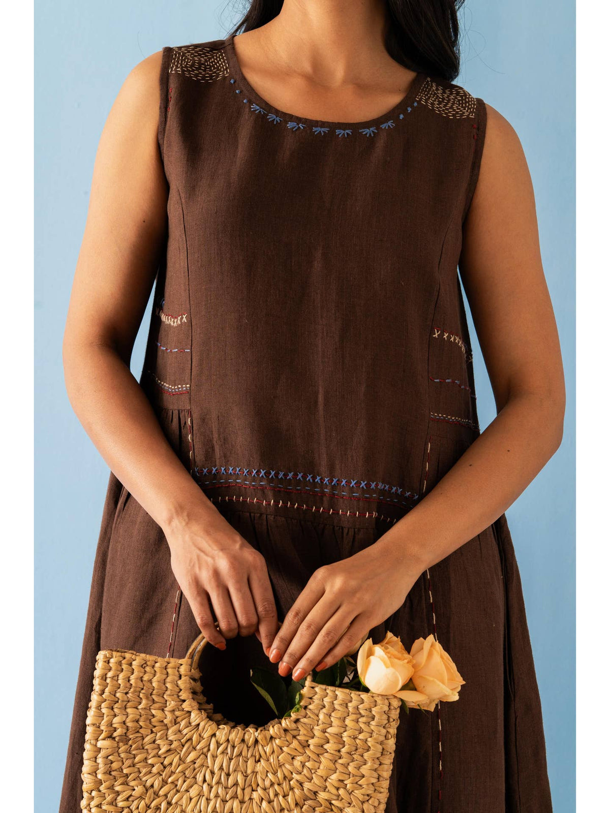 European Linen ‘Cherie’ Dress - Brown Bean