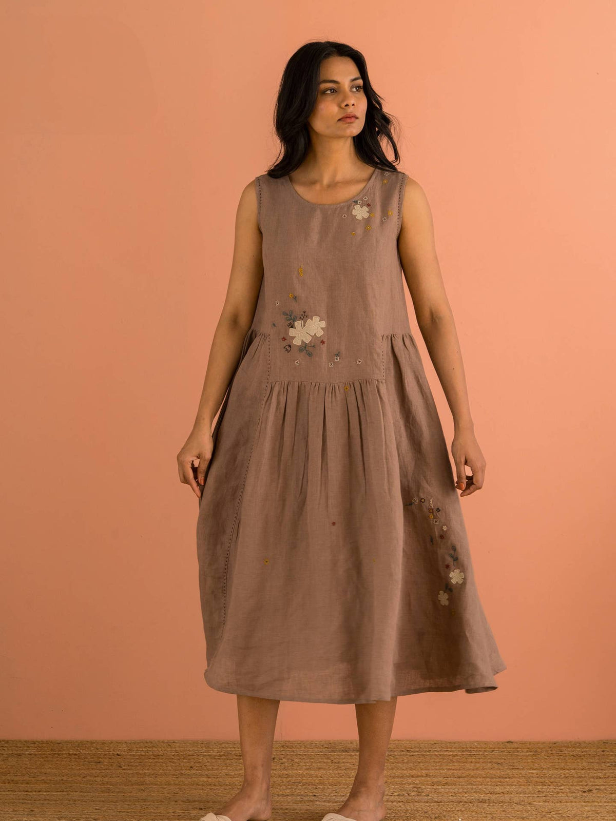 European Linen ‘Irina’ Dress - Mocha - LAST - Size XXXL