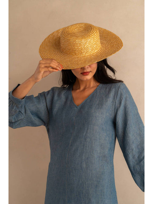 European Linen ‘Marina’ Dress - Denim Chambray