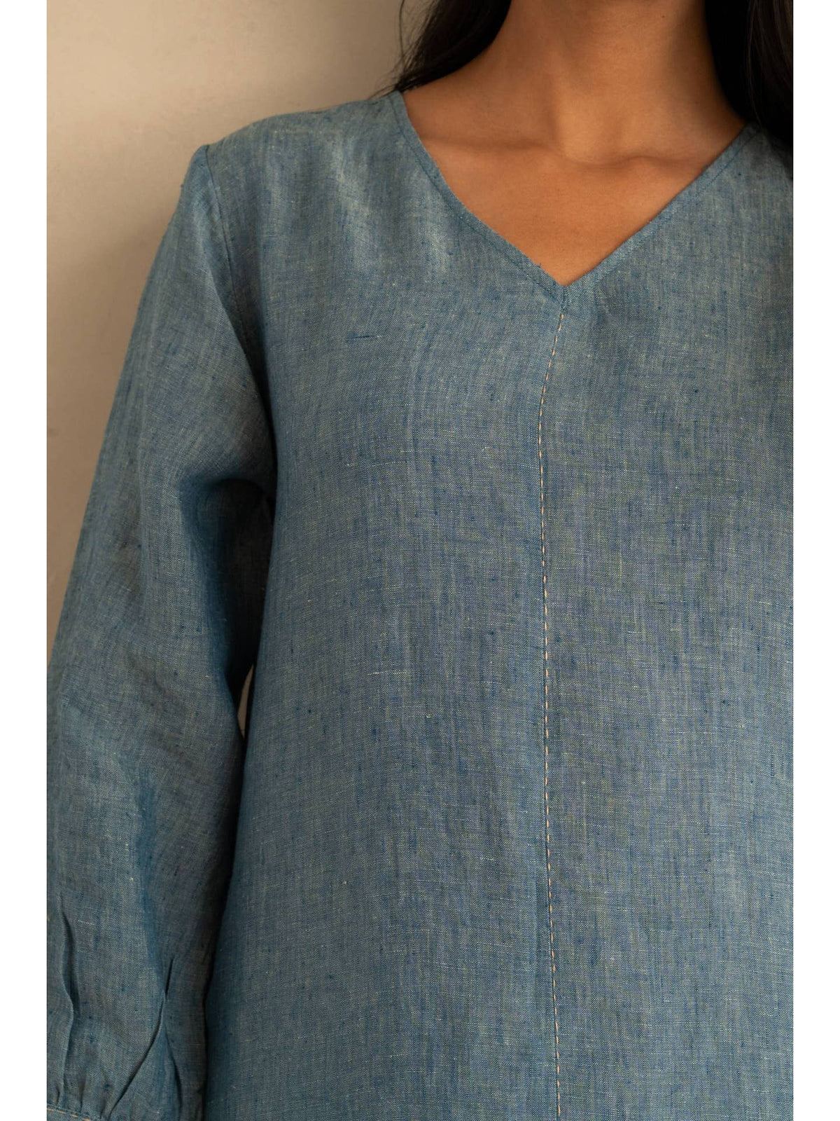 European Linen ‘Marina’ Dress - Denim Chambray