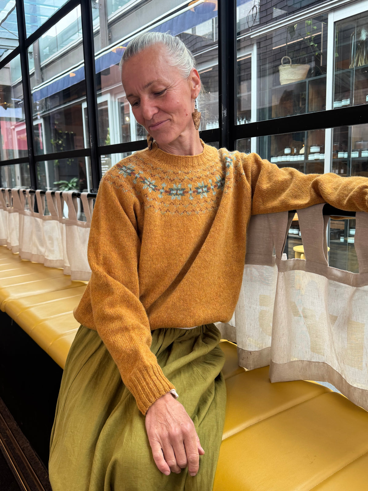 Harley Of Scotland - Fairisle Jumper - Gold Dust