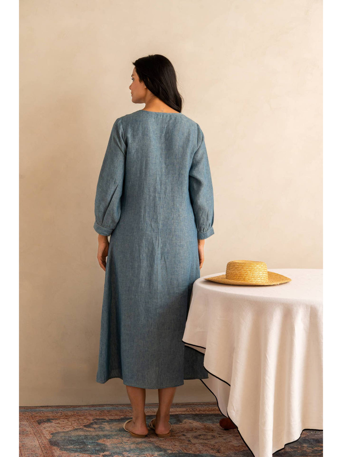 European Linen ‘Marina’ Dress - Denim Chambray