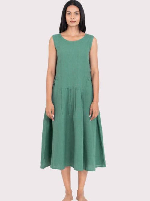European Linen ‘Penny’ Dress – Muted Teal