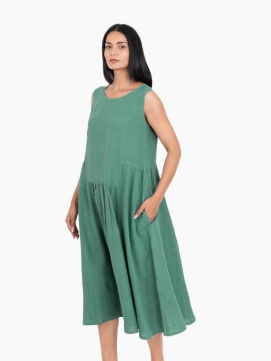 European Linen ‘Penny’ Dress – Muted Teal